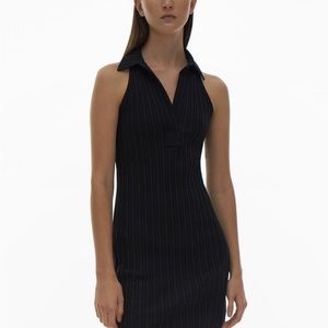 Helmut Lang Ribbed Polo Tank Dress Black